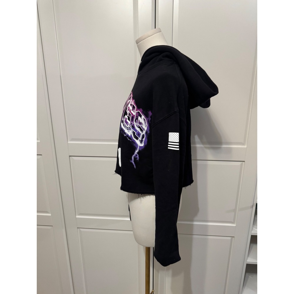 Darc Sport Wolves Club Blood Thunder Vintage Pierce Cropped Hoodie Black Small - Picture 4 of 9